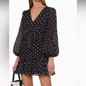 KEEPSAKE THE LABEL Call Me Mini WOMENS Dress Black  with White Polka Dots Small.